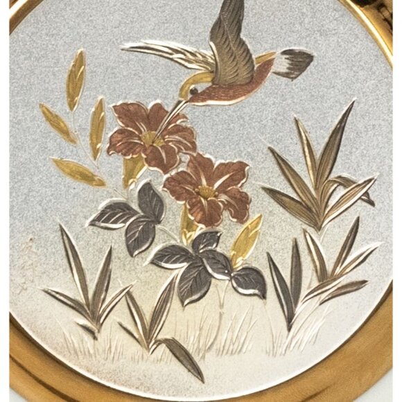 Dynasty Gallery Chokin Art Plate With Hummingbird & Flowers Design - Picture 3 of 6